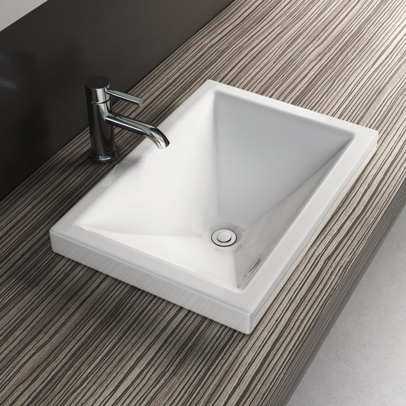 Cantrio Koncepts Vitreous China Rectangular DropIn Bathroom Sink with